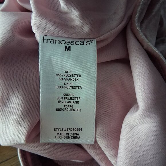 Francesca's NWT Women's Size M Rose Pink Stacy Square Neck Velvet Bodysuit - Picture 6 of 12